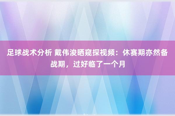 足球战术分析 戴伟浚晒窥探视频：休赛期亦然备战期，过好临了一个月