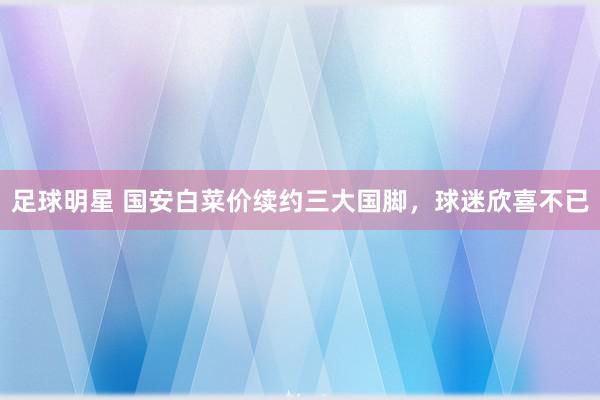 足球明星 国安白菜价续约三大国脚，球迷欣喜不已